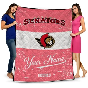 personalized ottawa senators pinstripe lines red white quilt blanket best selling