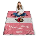 personalized ottawa senators pinstripe lines red white quilt blanket best selling