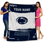 personalized penn state nittany lions grunge patch blue white quilt blanket best selling