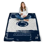 personalized penn state nittany lions grunge patch blue white quilt blanket best selling