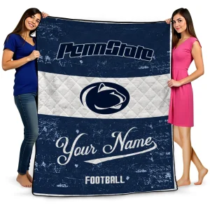 personalized penn state nittany lions hibiscus burst blue white quilt blanket best selling