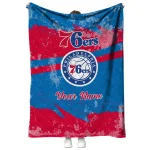 personalized philadelphia 76ers brushstroke layers blue quilt blanket best selling