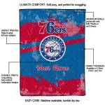 personalized philadelphia 76ers brushstroke layers blue quilt blanket best selling