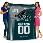 personalized philadelphia eagles helmet theme green quilt blanket best selling