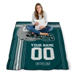 personalized philadelphia eagles helmet theme green quilt blanket best selling
