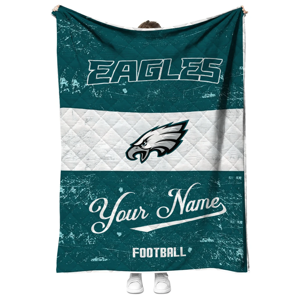 personalized philadelphia eagles hibiscus burst green white quilt blanket fashion forward