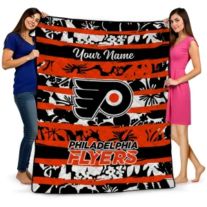 personalized philadelphia flyers layered florals orange white quilt blanket best selling