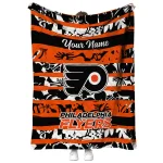 personalized philadelphia flyers layered florals orange white quilt blanket best selling