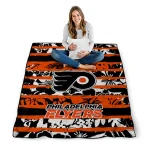 personalized philadelphia flyers layered florals orange white quilt blanket best selling