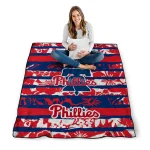 personalized philadelphia phillies layered florals blue white quilt blanket best selling