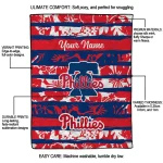 personalized philadelphia phillies layered florals blue white quilt blanket best selling