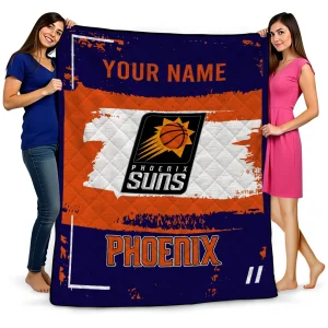 personalized phoenix suns grunge patch purple white quilt blanket best selling