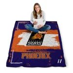 personalized phoenix suns grunge patch purple white quilt blanket best selling