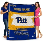 personalized pittsburgh panthers grunge patch royal blue white quilt blanket best selling