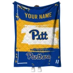 personalized pittsburgh panthers grunge patch royal blue white quilt blanket best selling