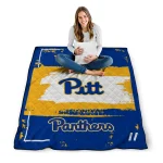 personalized pittsburgh panthers grunge patch royal blue white quilt blanket best selling
