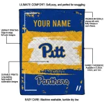 personalized pittsburgh panthers grunge patch royal blue white quilt blanket best selling