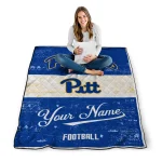 personalized pittsburgh panthers hibiscus burst royal blue white quilt blanket best selling