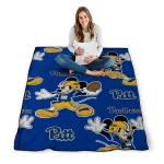 personalized pittsburgh panthers mickey football royal blue quilt blanket best selling