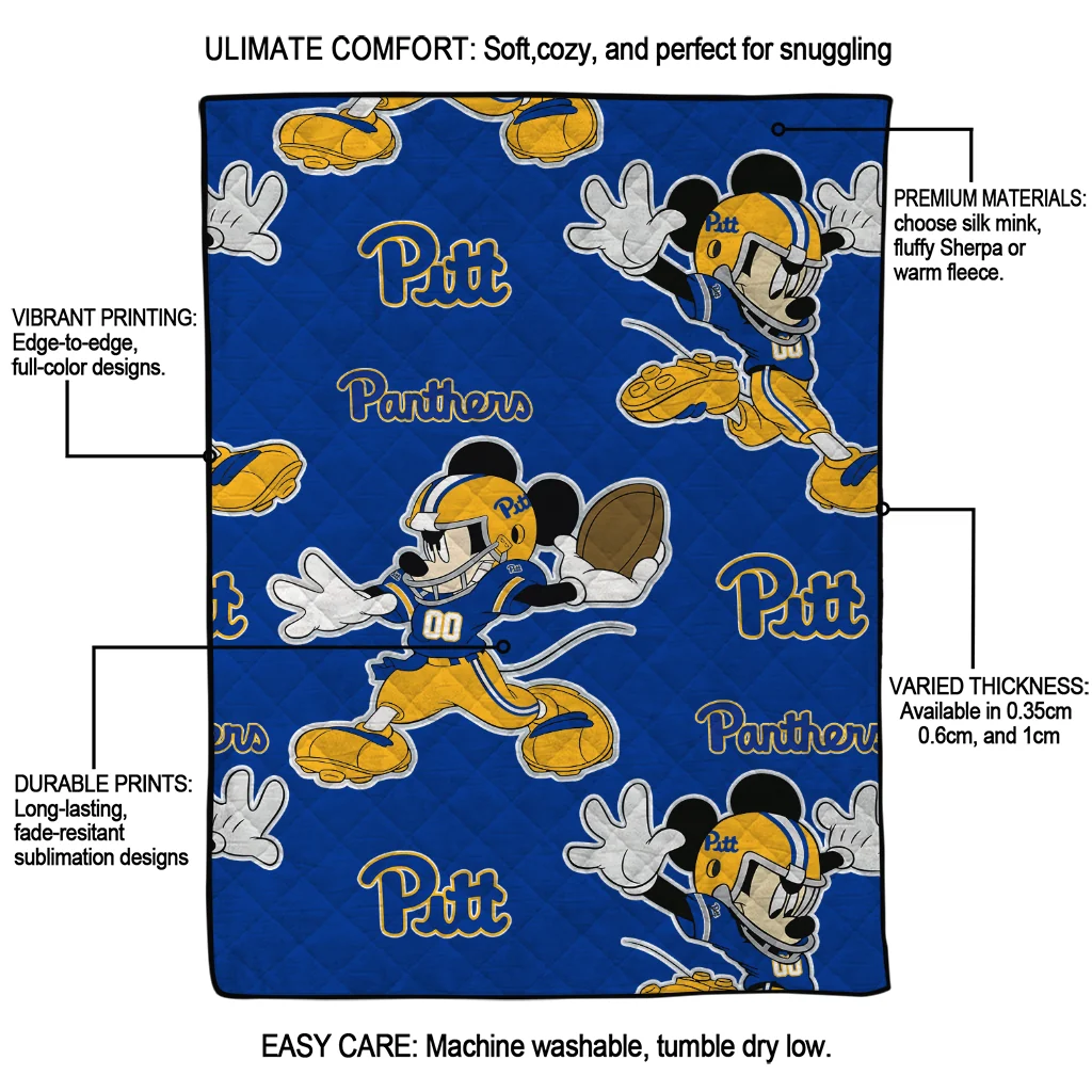 personalized pittsburgh panthers mickey football royal blue quilt blanket latest model personalized pittsburgh panthers mickey football royal blue quilt blanket latest model