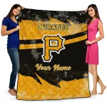 personalized pittsburgh pirates brushstroke layers black quilt blanket best selling