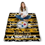 personalized pittsburgh steelers layered florals gold white quilt blanket best selling