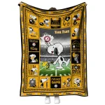 personalized pittsburgh steelers snoopy coach gold quilt blanket best selling