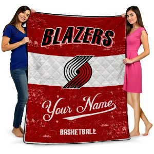 personalized portland trail blazers helmet fan red white quilt blanket best selling