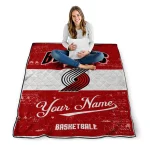 personalized portland trail blazers helmet fan red white quilt blanket best selling