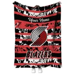 personalized portland trail blazers layered florals red white quilt blanket best selling