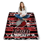 personalized portland trail blazers layered florals red white quilt blanket best selling
