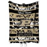 personalized purdue boilermakers layered florals gold white quilt blanket best selling