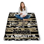 personalized purdue boilermakers layered florals gold white quilt blanket best selling