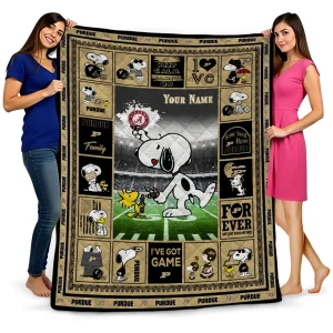 personalized purdue boilermakers snoopy coach gold quilt blanket best selling