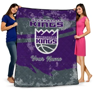 personalized sacramento kings brushstroke layers purple quilt blanket best selling