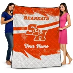 personalized sam houston bearkats brushstroke layers orange quilt blanket best selling