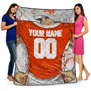 personalized sam houston bearkats player sketch orange gray quilt blanket best selling