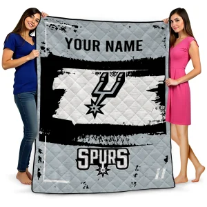 personalized san antonio spurs grunge patch silver white quilt blanket best selling