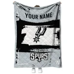 personalized san antonio spurs grunge patch silver white quilt blanket best selling