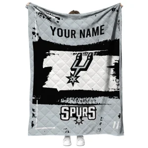 personalized san antonio spurs grunge patch silver white quilt blanket fashion forward
