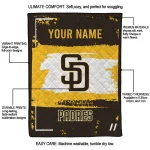 personalized san diego padres grunge patch brown white quilt blanket best selling