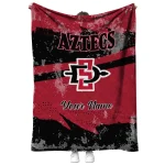 personalized san diego state aztecs brushstroke layers red quilt blanket best selling