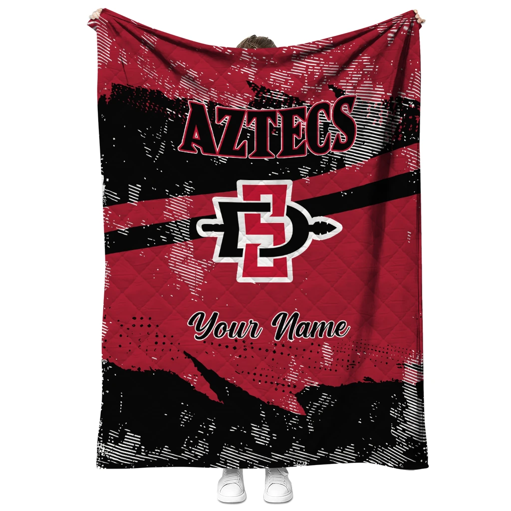 personalized san diego state aztecs brushstroke layers red quilt blanket fashion forward