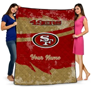 personalized san francisco 49ers brushstroke layers red quilt blanket best selling
