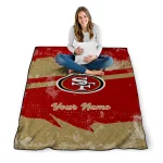 personalized san francisco 49ers brushstroke layers red quilt blanket best selling