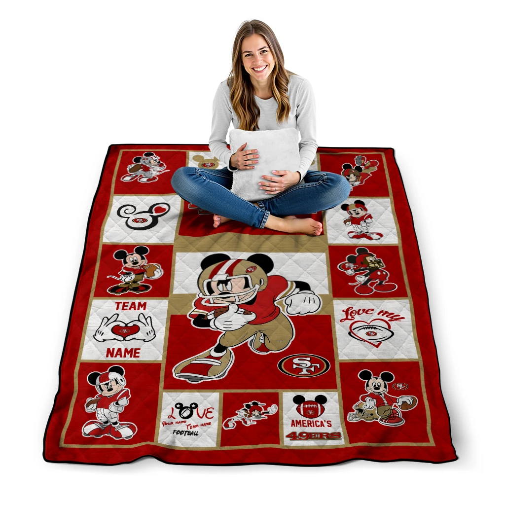 personalized san francisco 49ers mickey crimson red white quilt blanket high quality personalized san francisco 49ers mickey crimson red white quilt blanket high quality