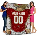 personalized san francisco 49ers player sketch red gray quilt blanket best selling