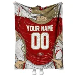 personalized san francisco 49ers player sketch red gray quilt blanket best selling
