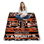 personalized san francisco giants layered florals orange white quilt blanket best selling