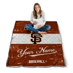 personalized san francisco giants snoopy victory orange white quilt blanket best selling